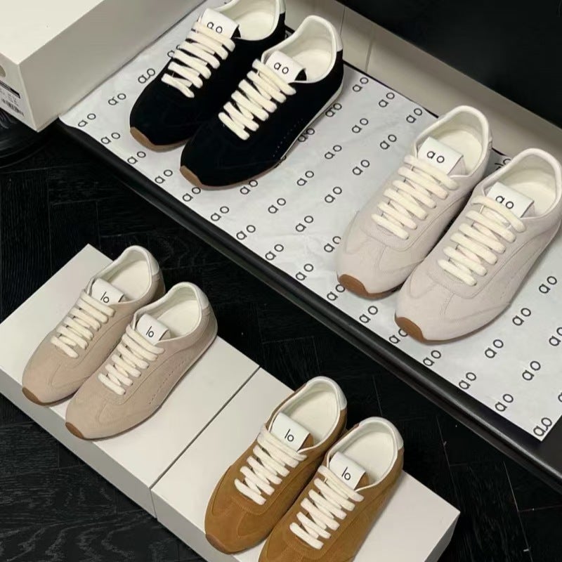 Women's Casual Lace-up Leather Sneakers with Thick Sole - Image 1