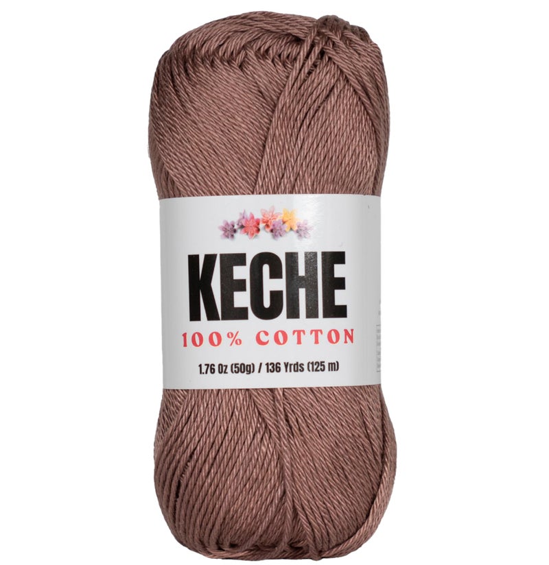KECHE Cotton Yarn - 100% Cotton Yarn for Crocheting and Knitting, Mercerized Cotton Amigurumi Yarn Fine-Sport 2 1.76 oz (50g) / 136 Yrds (125 m) - Camel - Image 1