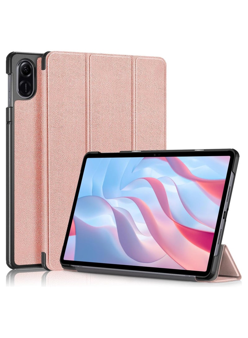 VKL Honor Pad X9/X8 Pro 11.5 inch case for Stand Function Ultra Thin PU Leather Phone Case with Three Folding Holder[Anti Fall]-Rose Gold - Image 1