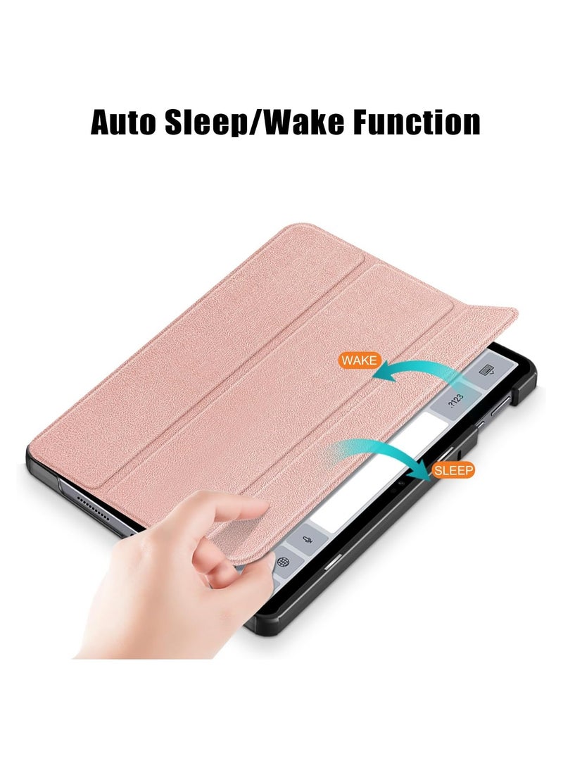VKL Honor Pad X9/X8 Pro 11.5 inch case for Stand Function Ultra Thin PU Leather Phone Case with Three Folding Holder[Anti Fall]-Rose Gold - Image 3