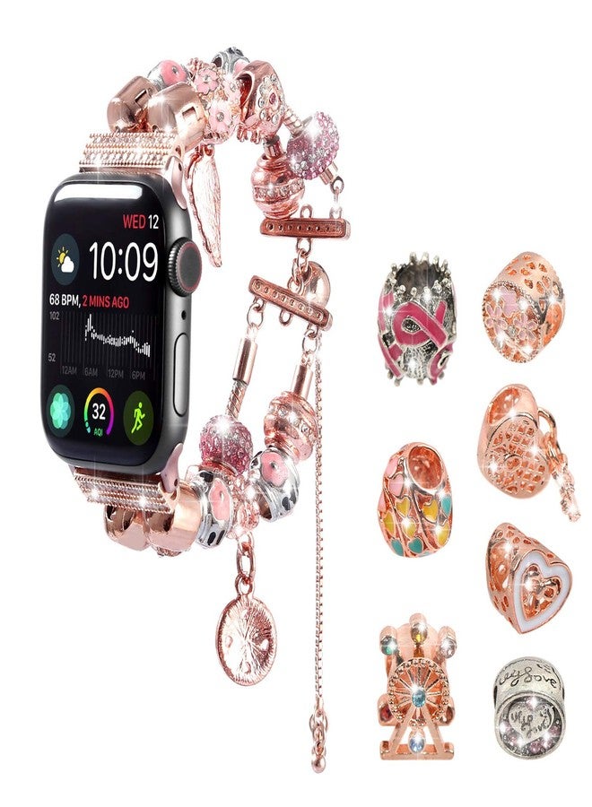 سوار Konafei متوافق مع سوار Apple Watch مقاس 46 مم و45 مم و44 مم و42 مم و41 مم و40 مم و38 مم و49 مم، سوار مجوهرات DIY لسلسلة iWatch 10/9/8/7/SE/6/5/4/3/2/1/Ultra مع خرزات أحجار الراين البراقة الإضافية للنساء - Image 1