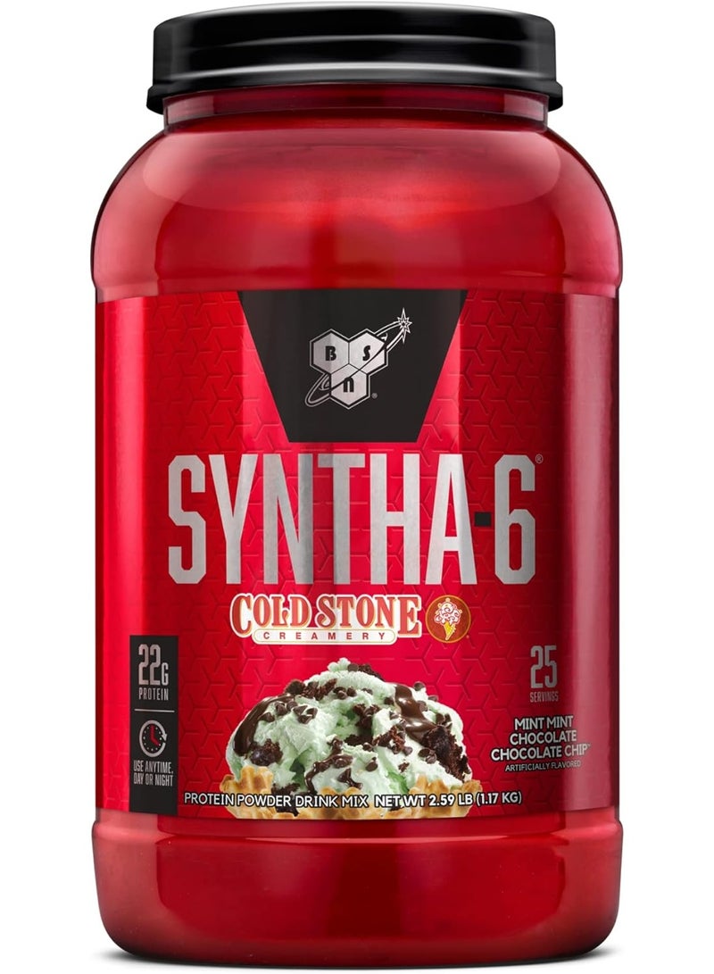 BSN Syntha-6 Whey Protein Powder Mint Mint Chocolate Chocolate Chip – Multi-Source Protein Blend with Whey & Casein, 25 Servings - Image 1