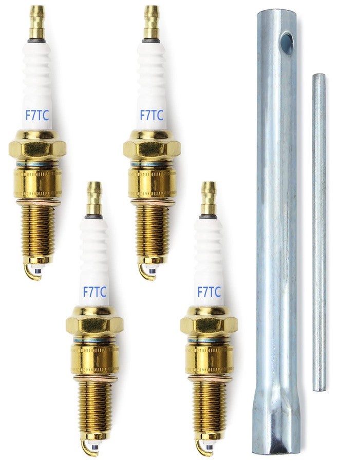 GREPSPUD 4pcs F7TC Spark Plugs GX120 GX160 GX200 GX240 GX270 GX340 GX390 Sparkplugs with Wrench for 4-Stroke Engine Generator Lawnmower Chainsaw Tractor Water Pump Rototiller Go Kart Mini Bike - Image 1