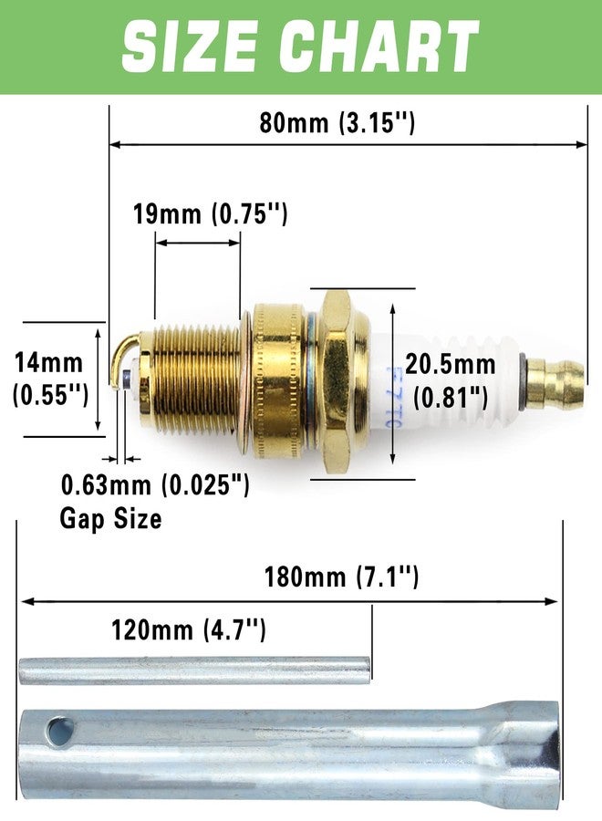 GREPSPUD 4pcs F7TC Spark Plugs GX120 GX160 GX200 GX240 GX270 GX340 GX390 Sparkplugs with Wrench for 4-Stroke Engine Generator Lawnmower Chainsaw Tractor Water Pump Rototiller Go Kart Mini Bike - Image 5