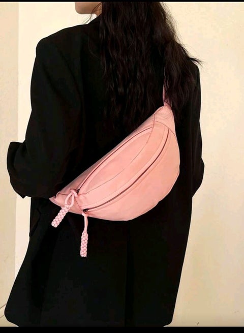 Women's Solid Color Nylon Casual Fanny Pack With Multiple Pockets And Compartments For Outdoor Sports, Crossbody Chest Bag