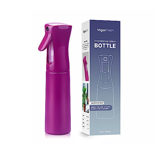 vigor path Continuous Spray Bottle with Ultra Fine Mist - Versatile Water Sprayer for Hair, Home Cleaning, Salons, Plants, Aromatherapy, and More - Empty Hair Spray Bottle - 300ml/10.1oz (Light Purple) - Image 1