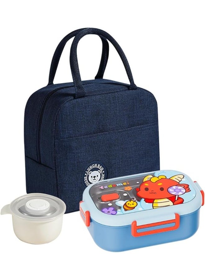 Lunch Box Set for children Cartoon Bento Box 850ml and 300ml Soup Ja Kids Thermo Hot Food Jar and Insulated Lunch Box for School  - Image 1