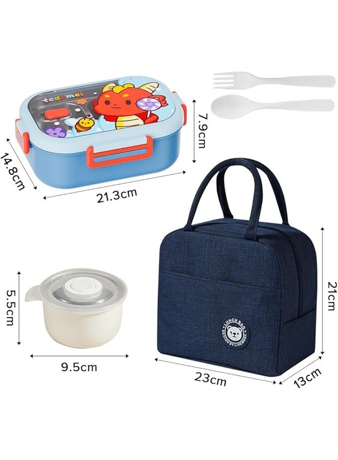 Lunch Box Set for children Cartoon Bento Box 850ml and 300ml Soup Ja Kids Thermo Hot Food Jar and Insulated Lunch Box for School  - Image 2