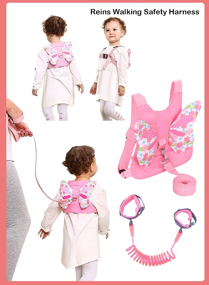 بيوينتي حزام مشي للاطفال ، حزام مشي للاطفال الصغار مع زمام امان، سرج المشي باجنحة فراشة، مع وصلة معصم مضادة للضياع للاولاد والبنات - Image 1