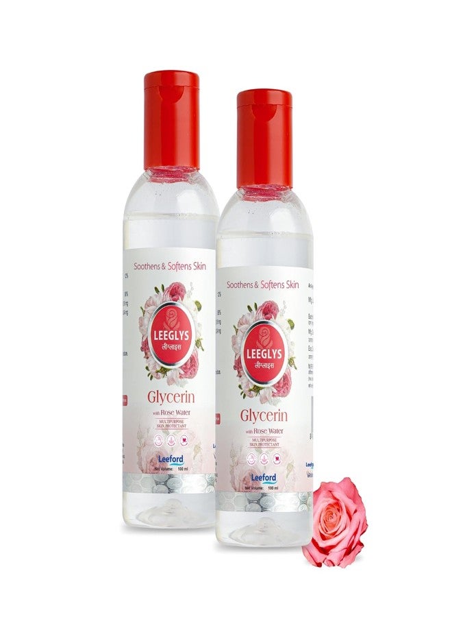 Leeford Leeglys Glycerin with Rose Water For Dry, Chapped, Damaged Skin & Diaper Rashes | Soothes, Softens & Locks in Moisture | Multipurpose Skin Protectant 60ml (Pack of 2) - Image 1