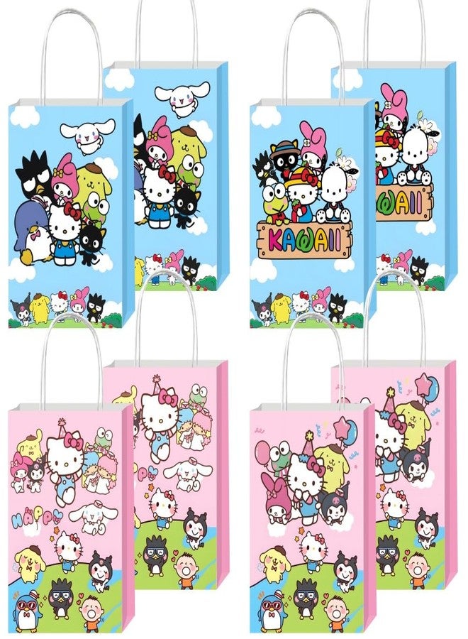 BNFUO 12pcs Kawaii and Friends Party Gift Bags with Handles,Kawaii Birthday Supplies for Cartoon and Friends Party Decorations - Image 1