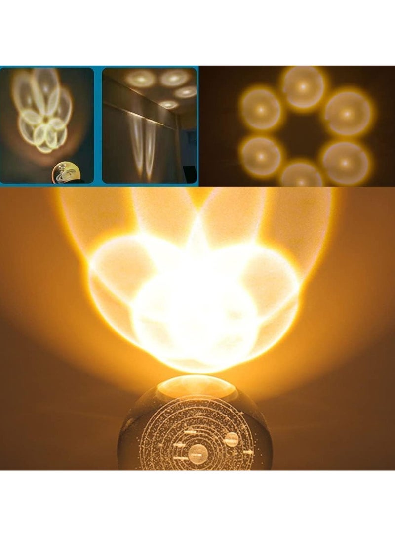 JOGAMS 3D Clear Moon Glass Crystal Ball LED Night Light with Wooden Base Ornaments Gifts Decorative Lamp with Touch Switch - Image 4