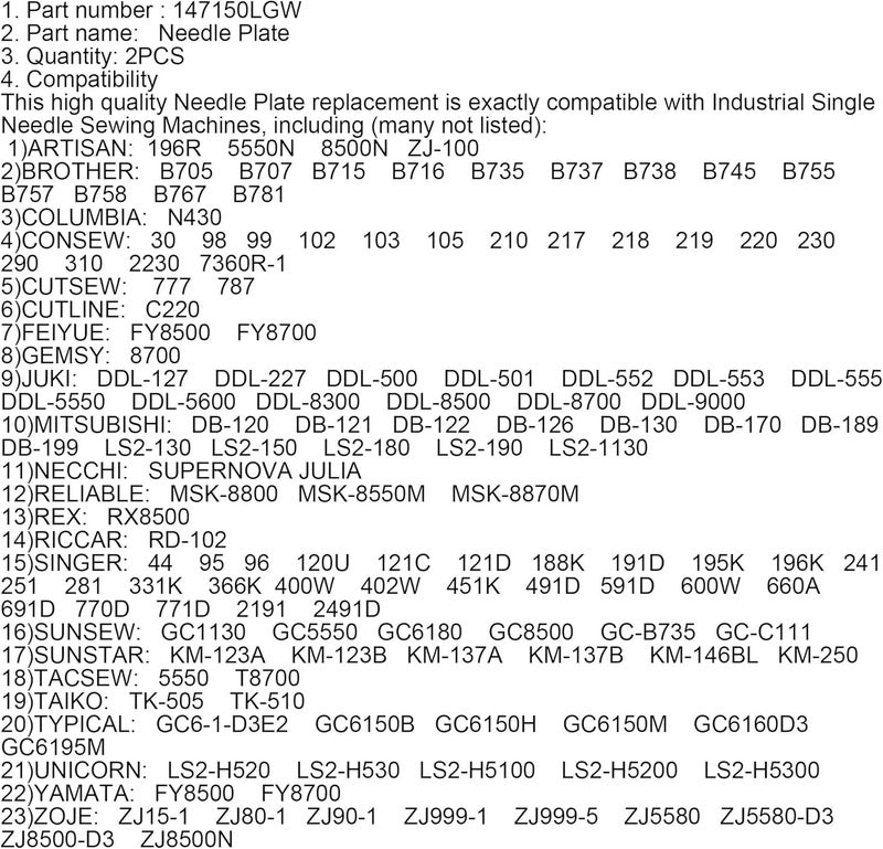 ckpsms Brand - INDUSTRIAL SEWING MACHINE NEEDLE PLATE #147150LGW - LIGHT TO MEDIUM compatible with JUKI BROTHER 2 PCS - Image 4