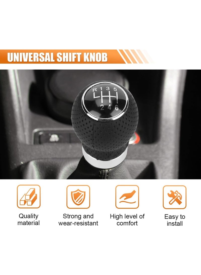 Bukela Car Shift Knob, 6 Speed Car Transmission Shift Head, Black Leather ShiftHandle, Universal Shifter Knob Lever Kit, Automatic or Manual Transmission Gear ShifKnob (Black 6-Stop R, Round) - Image 5