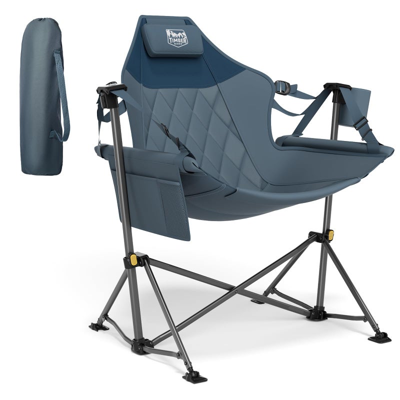 TIMBER RIDGE Hammock Camping Chair with Adjustable Backrest, Heavy Duty Folding Hammock Chair Supports 300lbs, Portable Hammock Chair for Camping, Travelling and Patio, Blue - Image 1