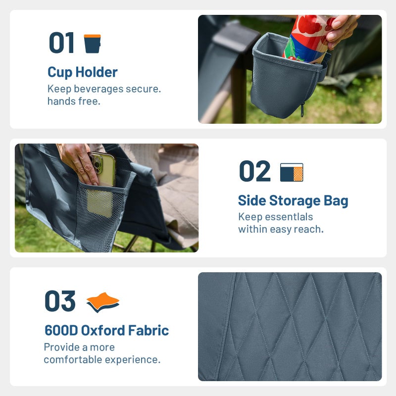 TIMBER RIDGE Hammock Camping Chair with Adjustable Backrest, Heavy Duty Folding Hammock Chair Supports 300lbs, Portable Hammock Chair for Camping, Travelling and Patio, Blue - Image 5