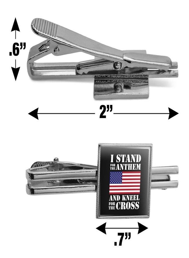 GRAPHICS & MORE I Stand for The Flag Kneel Cross USA American Flag Patriotic Square Tie Bar Clip Clasp Tack Silver Color - Image 3