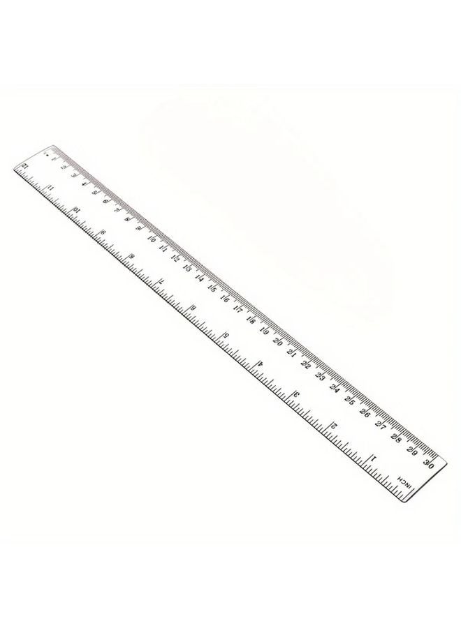 1pc Flexible Transparent Plastic Ruler Measuring Tool with Inches Metric - Image 2