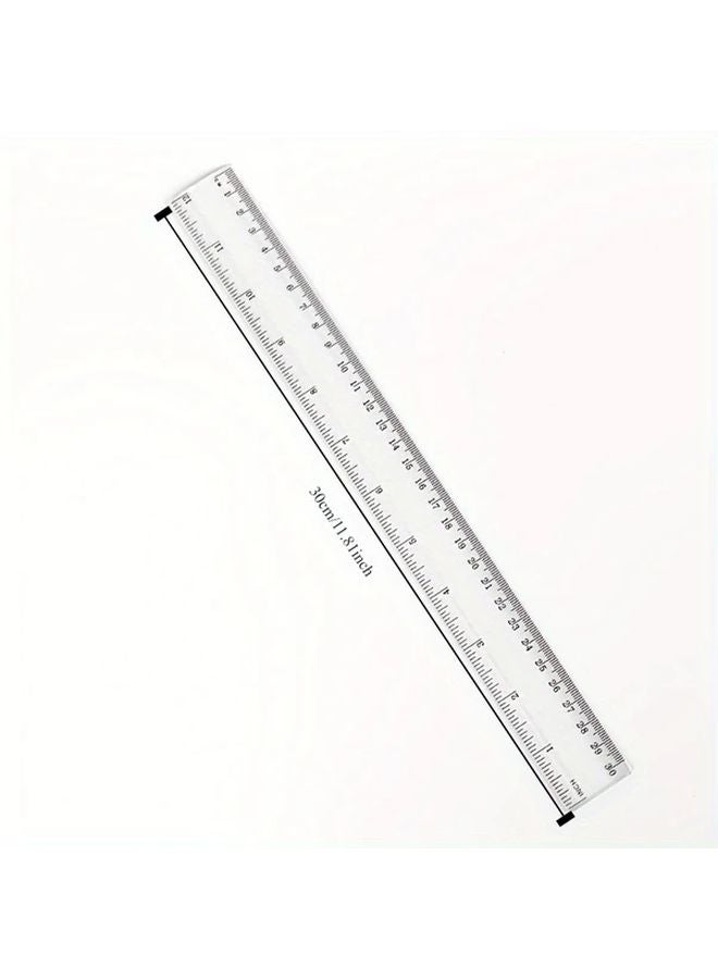 1pc Flexible Transparent Plastic Ruler Measuring Tool with Inches Metric - Image 1