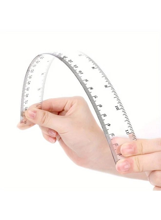 1pc Flexible Transparent Plastic Ruler Measuring Tool with Inches Metric - Image 3