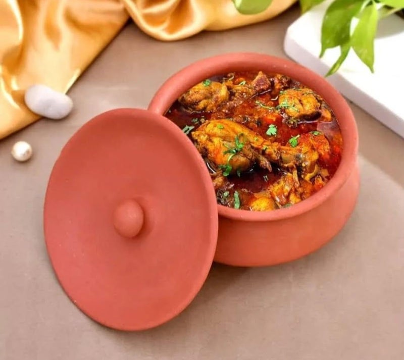 CLAY CRAFT Handcrafted Earthen Glazed Curd Pot, Dahi Handi - (Terracotta, Brown) 500 Ml  - Image 2