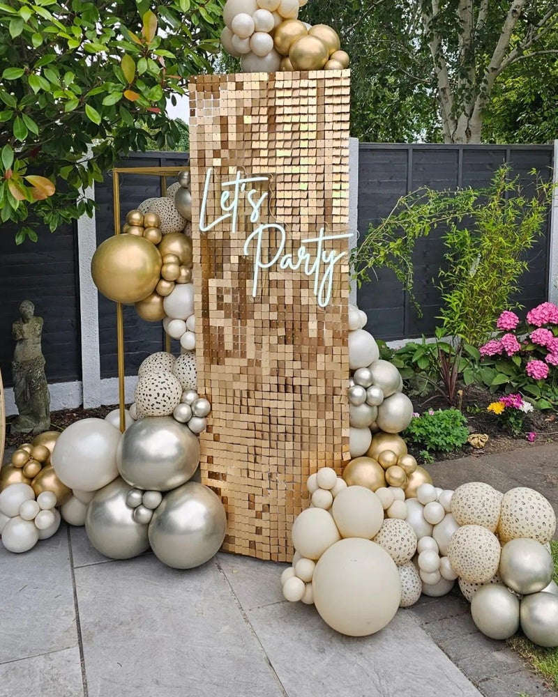 Kate Shimmer Wall Backdrop Light Gold Wall Panels 12Pcs Square Sequin Shimmer Wall Backdrop Decoration for Birthday Party,Wedding, Anniversary - Image 3