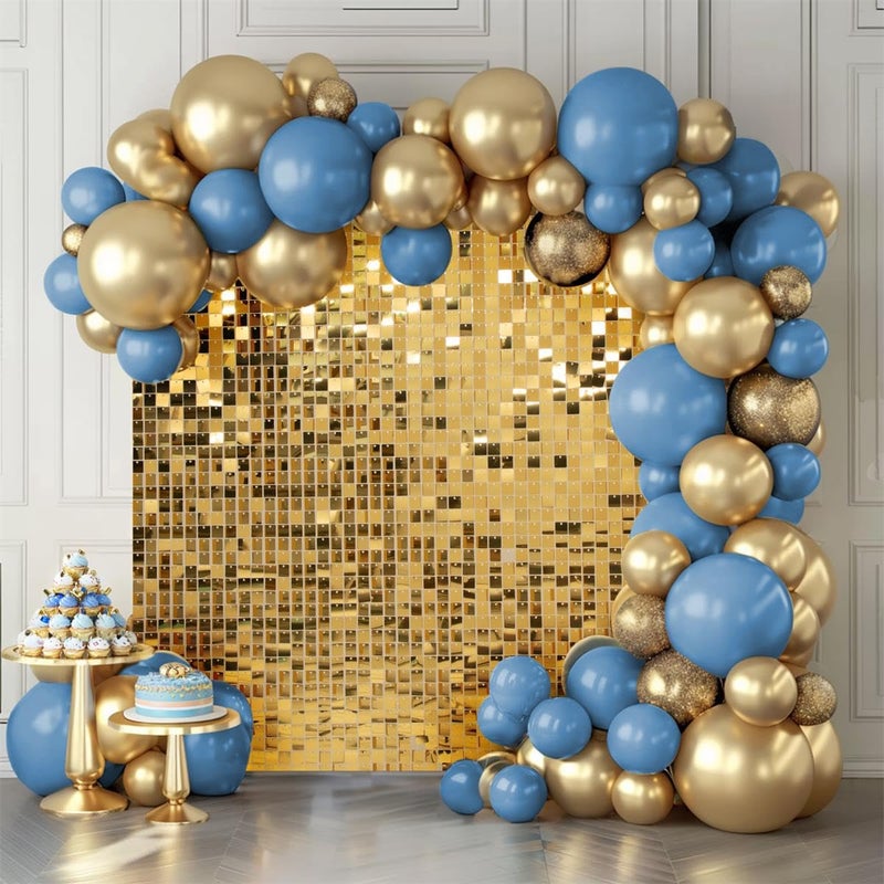 Kate Shimmer Wall Backdrop Light Gold Wall Panels 12Pcs Square Sequin Shimmer Wall Backdrop Decoration for Birthday Party,Wedding, Anniversary - Image 1
