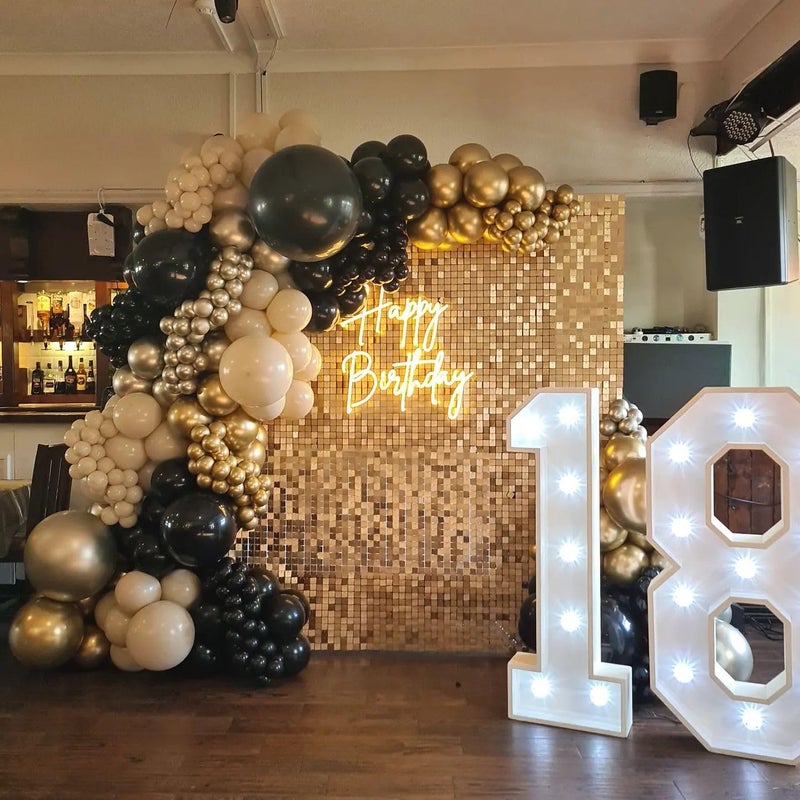 Kate Shimmer Wall Backdrop Light Gold Wall Panels 12Pcs Square Sequin Shimmer Wall Backdrop Decoration for Birthday Party,Wedding, Anniversary - Image 2