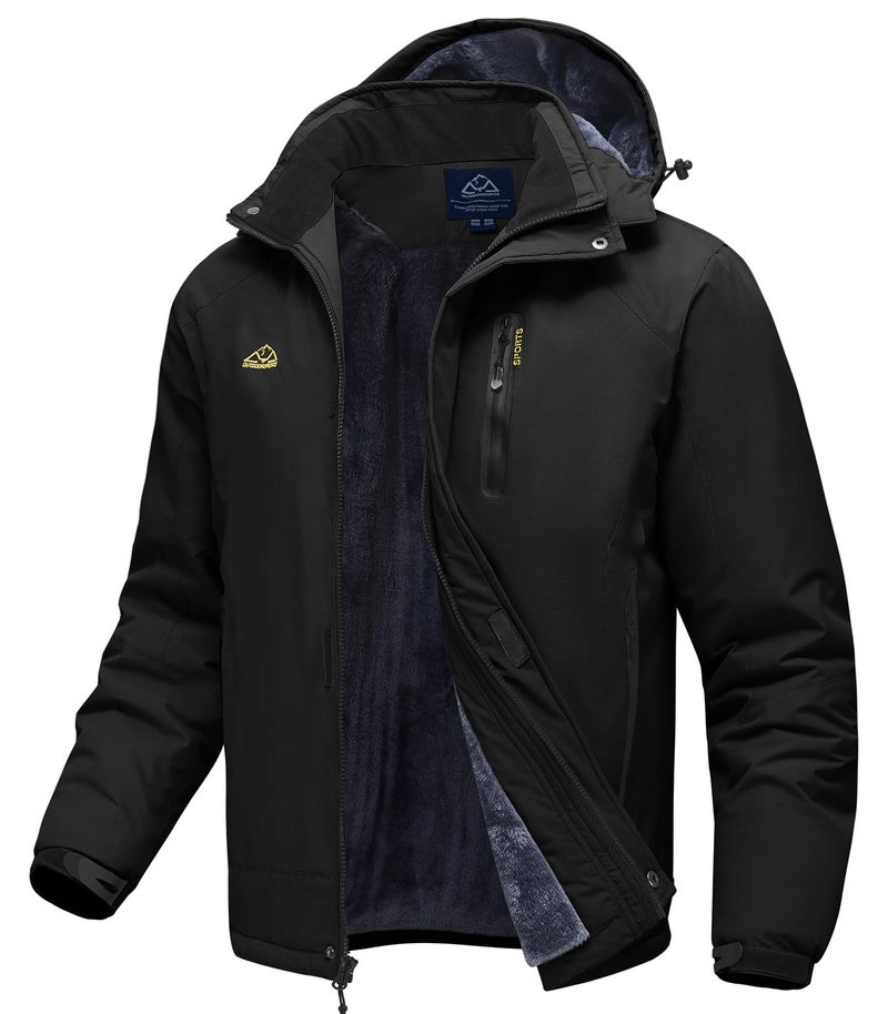 TBMPOY Winter Ski Jackets for Men Waterproof Warm Snow Insulated Coat Fleece Lined Snowboard Hooded RaincoatBlackXL - Image 2