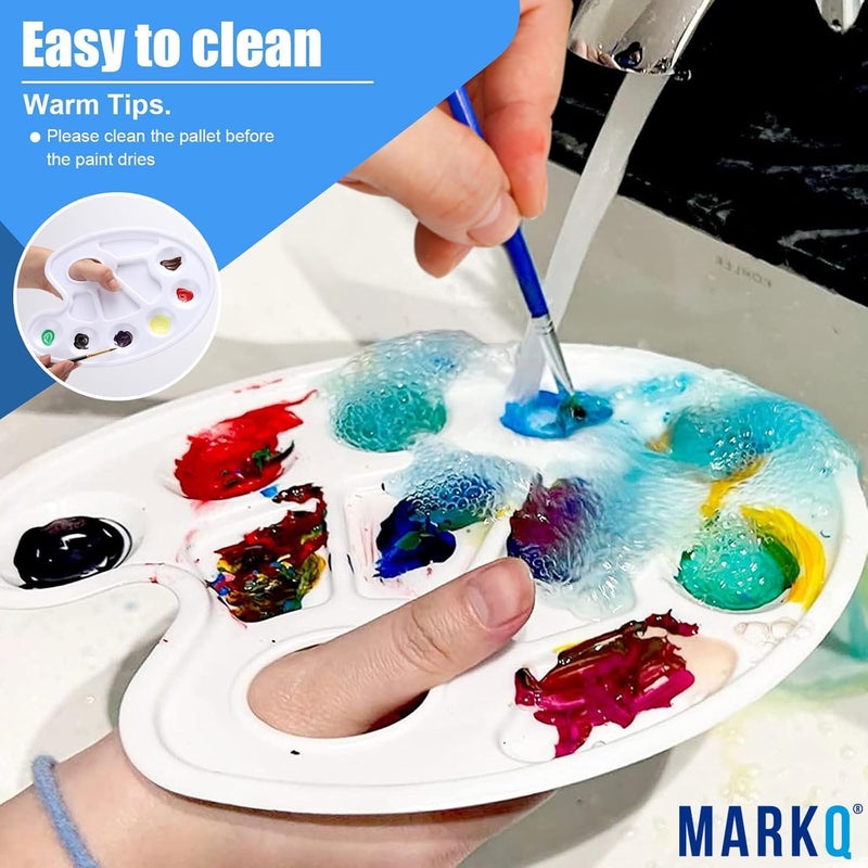 MARKQ Plastic 10-Well Painting Palette | Durable Artist Paint Tray for Watercolors, Acrylics & Oils | Easy to Clean, Lightweight, Reusable | Ideal for Students, Artists & Hobby Painters (Pack of 1) - Image 5