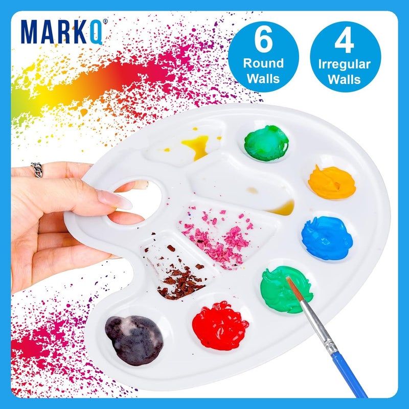 MARKQ Plastic 10-Well Painting Palette | Durable Artist Paint Tray for Watercolors, Acrylics & Oils | Easy to Clean, Lightweight, Reusable | Ideal for Students, Artists & Hobby Painters (Pack of 1) - Image 3