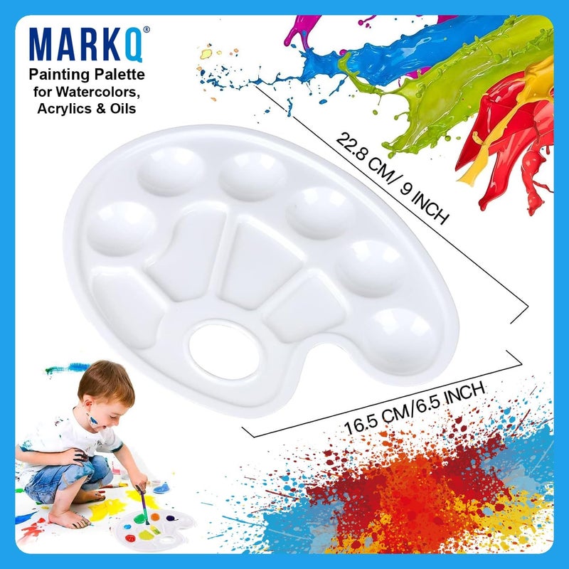 MARKQ Plastic 10-Well Painting Palette | Durable Artist Paint Tray for Watercolors, Acrylics & Oils | Easy to Clean, Lightweight, Reusable | Ideal for Students, Artists & Hobby Painters (Pack of 1) - Image 2