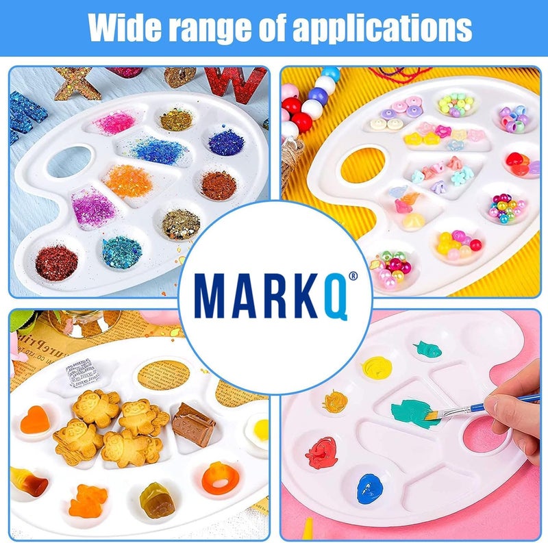 MARKQ Plastic 10-Well Painting Palette | Durable Artist Paint Tray for Watercolors, Acrylics & Oils | Easy to Clean, Lightweight, Reusable | Ideal for Students, Artists & Hobby Painters (Pack of 1) - Image 4