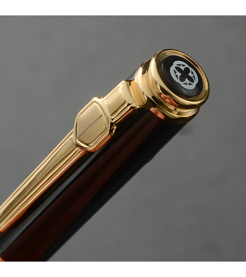 Red Luxury Wooden Fountain Pen with Golden Accents 2.6mm Absorber F Nib Business Stationery - Image 3
