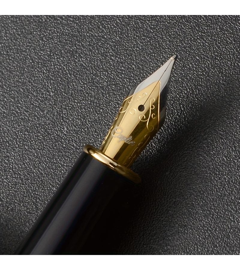 Red Luxury Wooden Fountain Pen with Golden Accents 2.6mm Absorber F Nib Business Stationery - Image 5