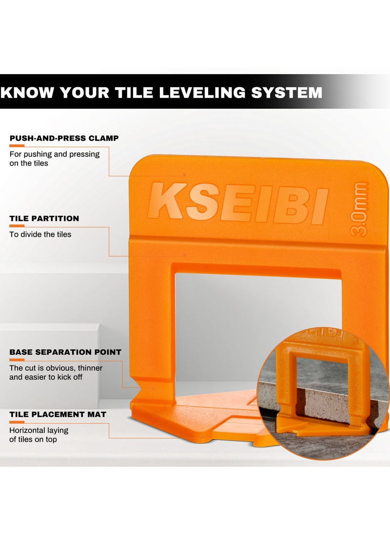 KSEIBI - Tile Leveling System Clips 3mm 200-pc, Plastic, for heavier tile and stone, prevents the tile from moving during the installation, Floor and Wall Tile Installation, Tile Projects, Quick & Efficient. - Image 1