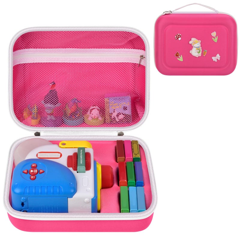 casmilee Case Compatible with Little Tikes Story Dream Machine Starter Set Toys Storage Bag with 5 DIY Embroidery Patches Organizer for Projector Storytime Books and Audio Character Pink Rabbit Box Only - Image 3