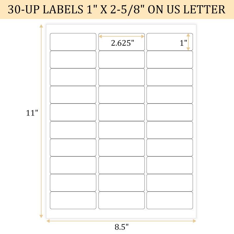 FungLam 1" x 2-5/8" Shipping Address Labels 900 Label Stickers Paper for Laser/Inkjet Printer 30 per Page Printable Mailing Labels (30 Sheets, 900 Labels) - Image 2