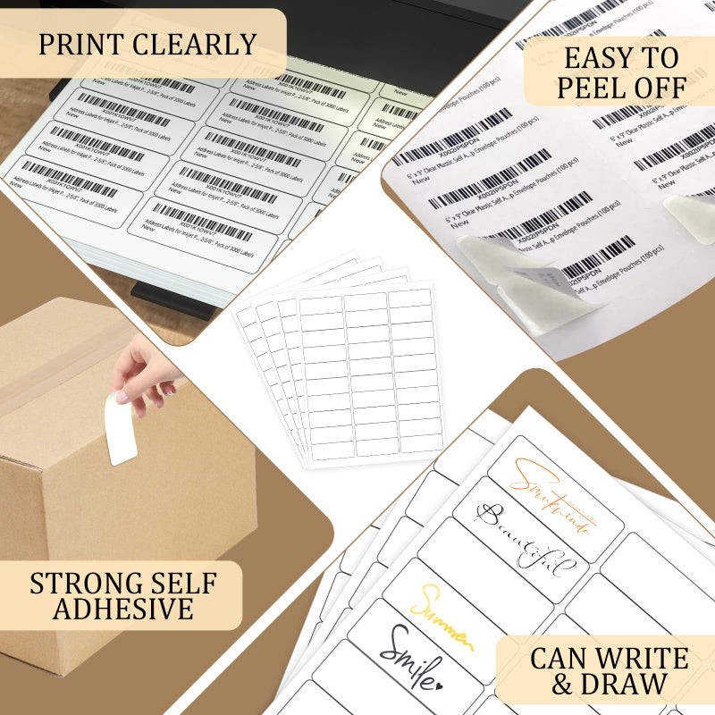 FungLam 1" x 2-5/8" Shipping Address Labels 900 Label Stickers Paper for Laser/Inkjet Printer 30 per Page Printable Mailing Labels (30 Sheets, 900 Labels) - Image 4