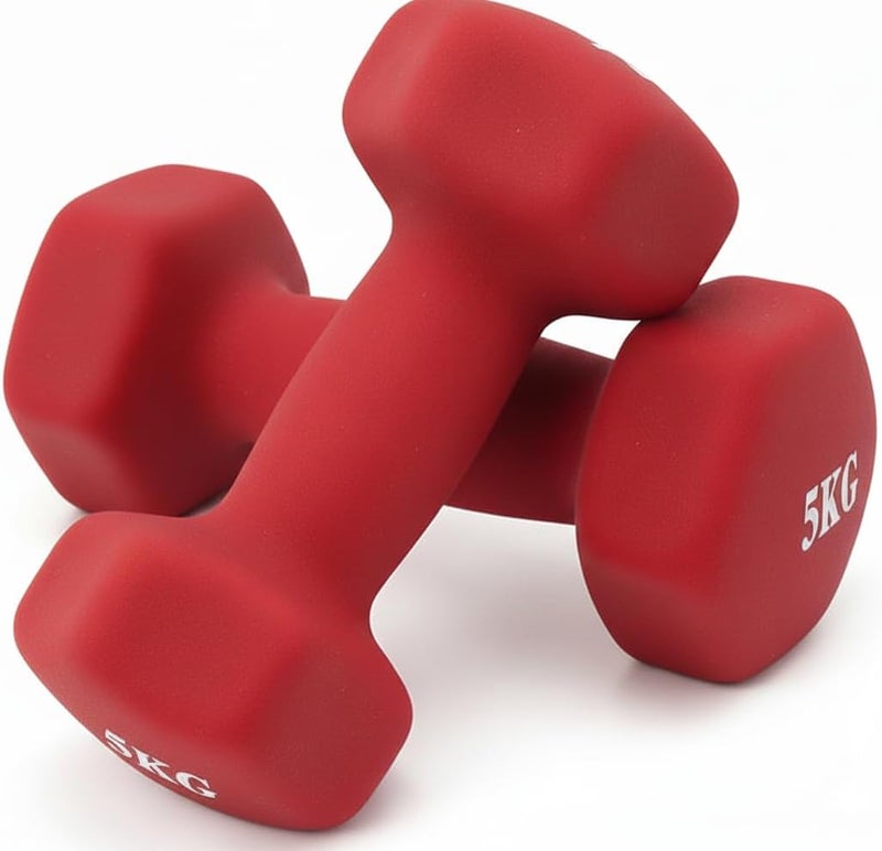 5KG Dumbbells Set - Red Hexagonal Weights for Home Gym Exercise - Image 3