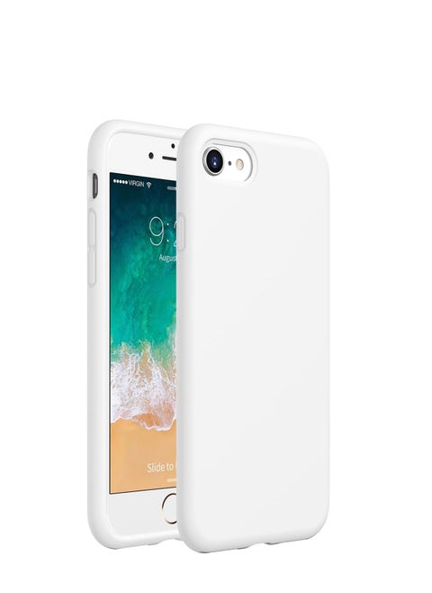 حافظة سيليكون لهاتف iPhone SE 2022/2020 iPhone 7/8 حماية من السقوط من الدرجة العسكرية [3 طبقات] [مقاس نحيف] غطاء خفيف الوزن مقاوم للصدمات، بطانة ناعمة من الألياف الدقيقة 4.7 بوصة، أبيض