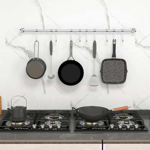 Audmore Kitchen Utensil Rack 2 Pack, 20.9 Inch Pots and Pans Hanging Rack Wall Mounted, 304 Stainless Steel Lid Cooking Utensil Hanger - Image 5
