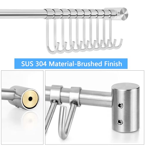 Audmore Kitchen Utensil Rack 2 Pack, 20.9 Inch Pots and Pans Hanging Rack Wall Mounted, 304 Stainless Steel Lid Cooking Utensil Hanger - Image 3