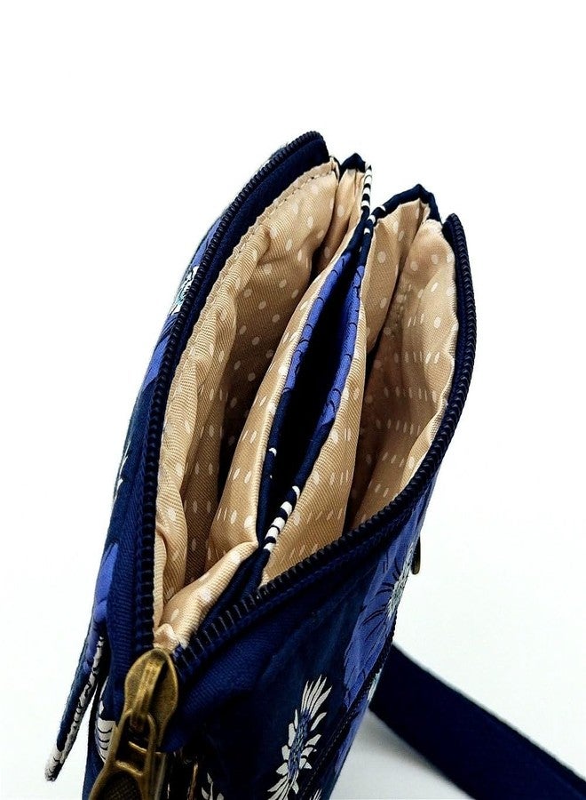 E-Tree Small Crossbody Bag for Women Blue Flower Cell Phone Purse with Cross Body Shoulder Strap Cellphone Wallet Cute Mini Handbags - Image 2