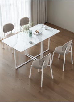 CHOIWIN Kitchen Dining Table Set of 4,Dining Table and Chairs Set,Rectangular Ceramic plate,metal bracket,sponge-filled dining chair,Sturdy Metal Frame,120*60*78cm  - Image 1