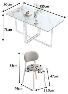 CHOIWIN Kitchen Dining Table Set of 4,Dining Table and Chairs Set,Rectangular Ceramic plate,metal bracket,sponge-filled dining chair,Sturdy Metal Frame,120*60*78cm  - Image 2