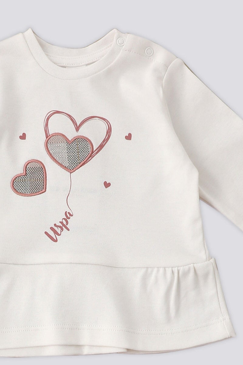 U.S. Polo Assn. Cream Heart Embroidered Baby 2-Piece Set  - Image 3