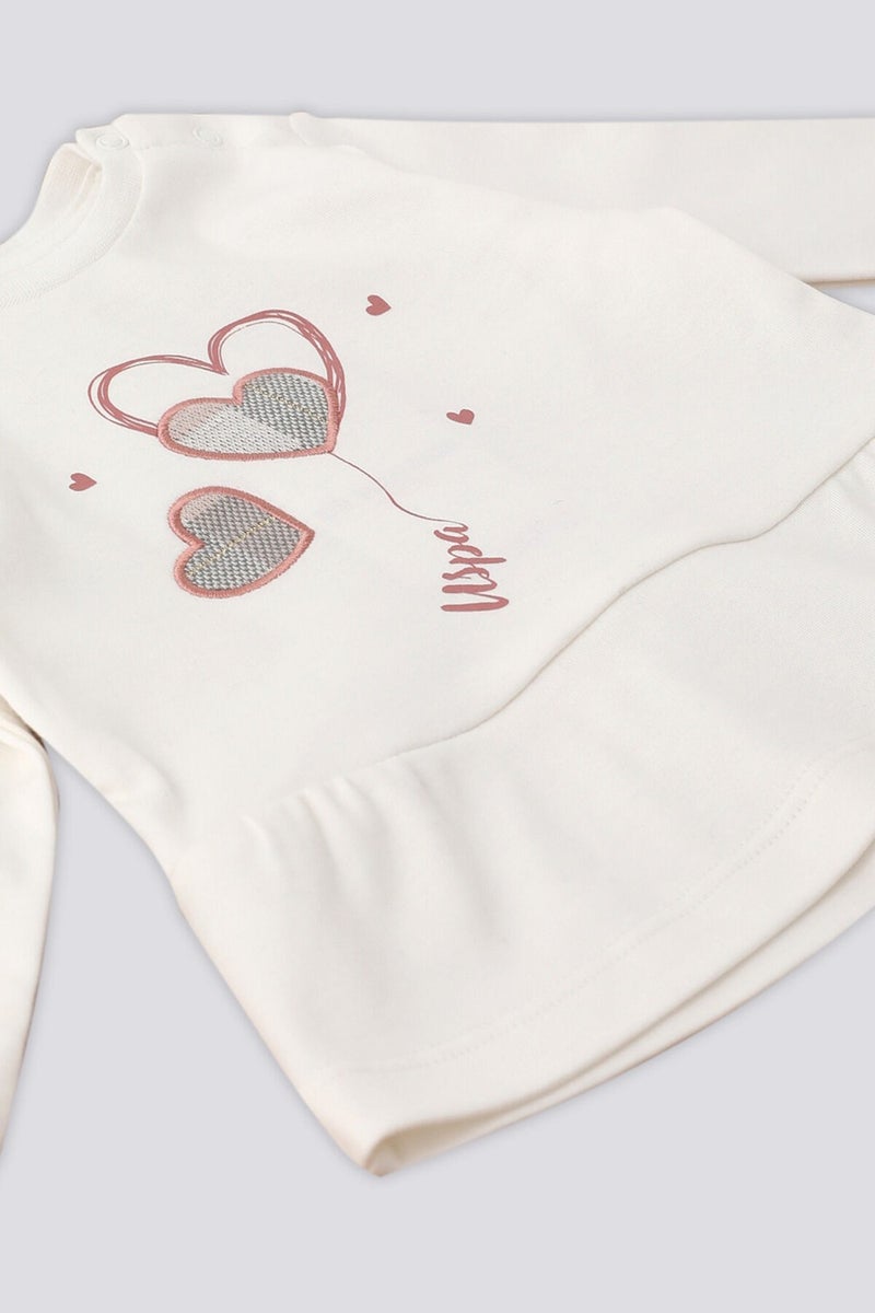 U.S. Polo Assn. Cream Heart Embroidered Baby 2-Piece Set  - Image 2