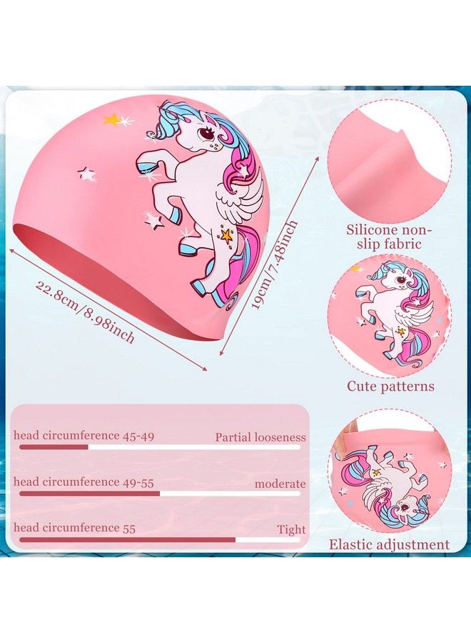 Satinior 3 Pcs Swim Caps Kids Waterproof Silicone Swimming Caps For Girls Pool Swim Hat Swimming Cap For Short And Long Hair For Boys Children Toddler (Stylish Style) - Image 4