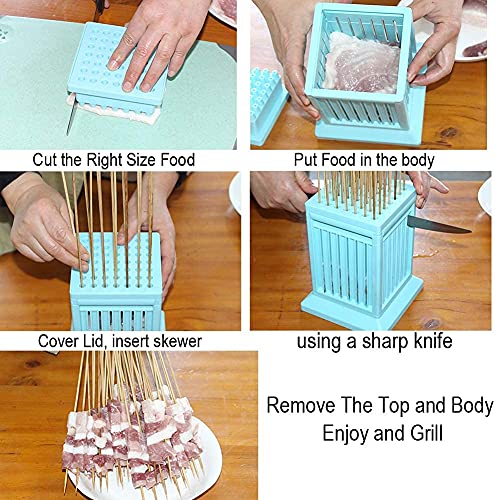 COOSKIN Barbecue Skewers Meat Skewer Tool 49 Hole Kebab Making Box BBQ Grill Beef Meat Slicer Kebab Brochette Maker Kit - Image 4